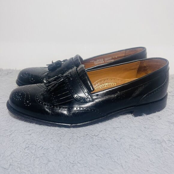 Bostonian Classics 20370 First Flex Black Leather Tassel Wing Tip Loafer 9.5M - Picture 2 of 12